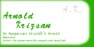 arnold krizsan business card